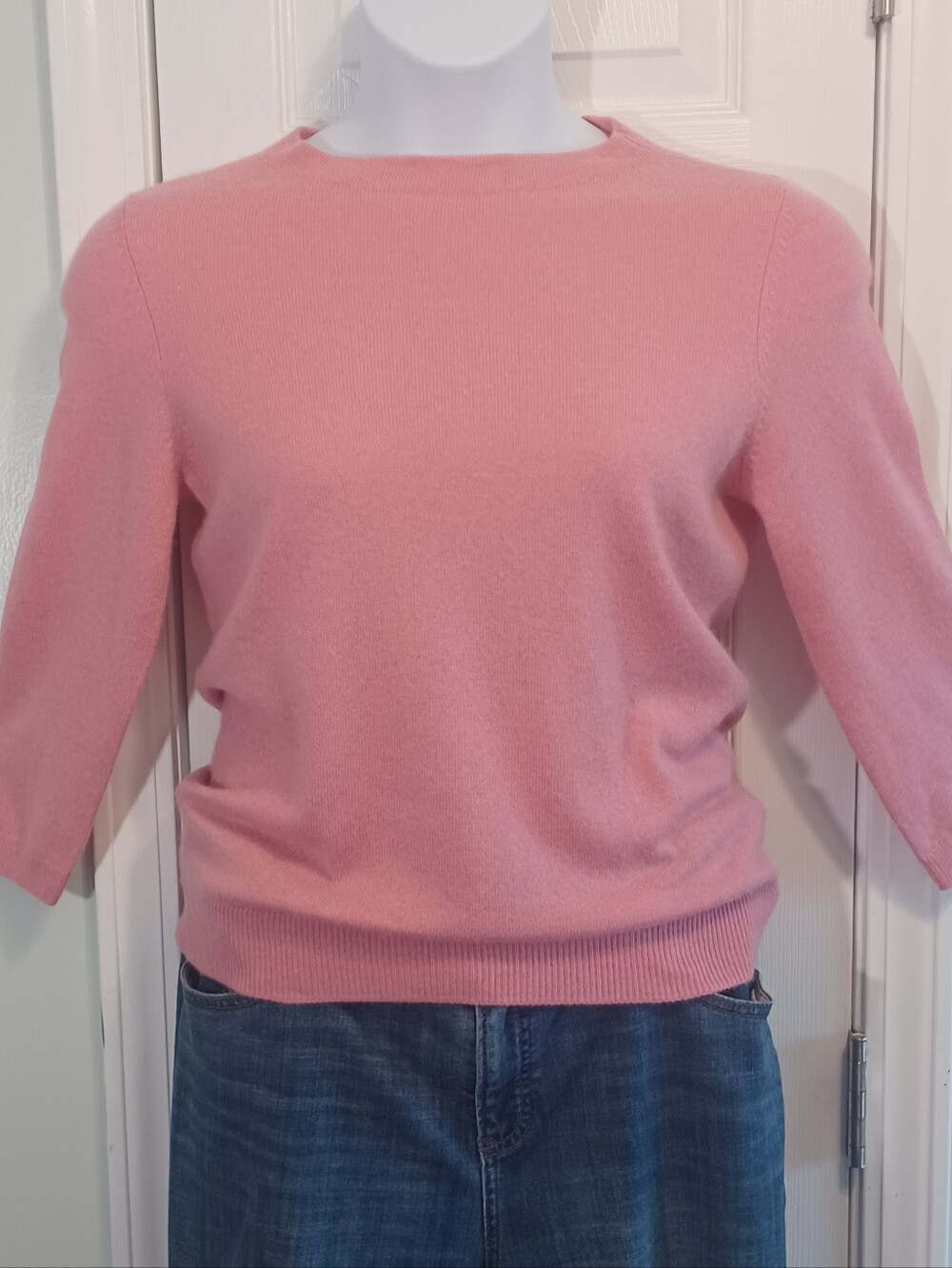 100% CashmereTalbots Soft Pink 3/4 Sleeve Sweater Classic 50s Vibes